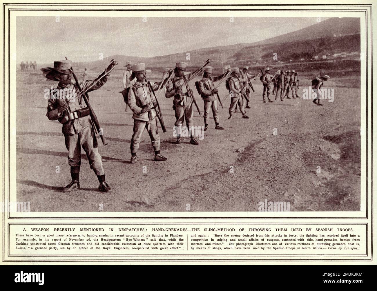Hand grenades, the slingmethod of throwing them used by Spanish troops