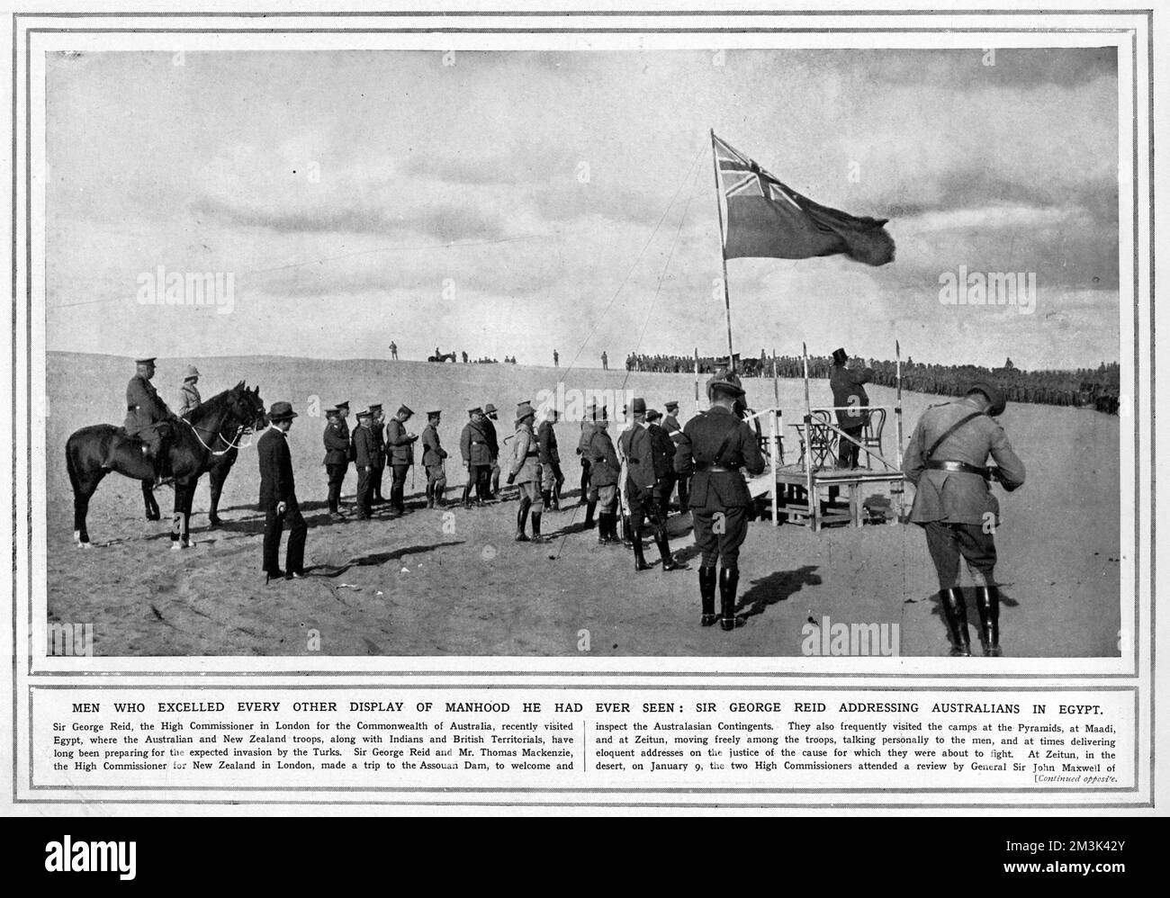 Sir George Reid addressing Australian troops in Egypt.     Date: 1915 Stock Photo