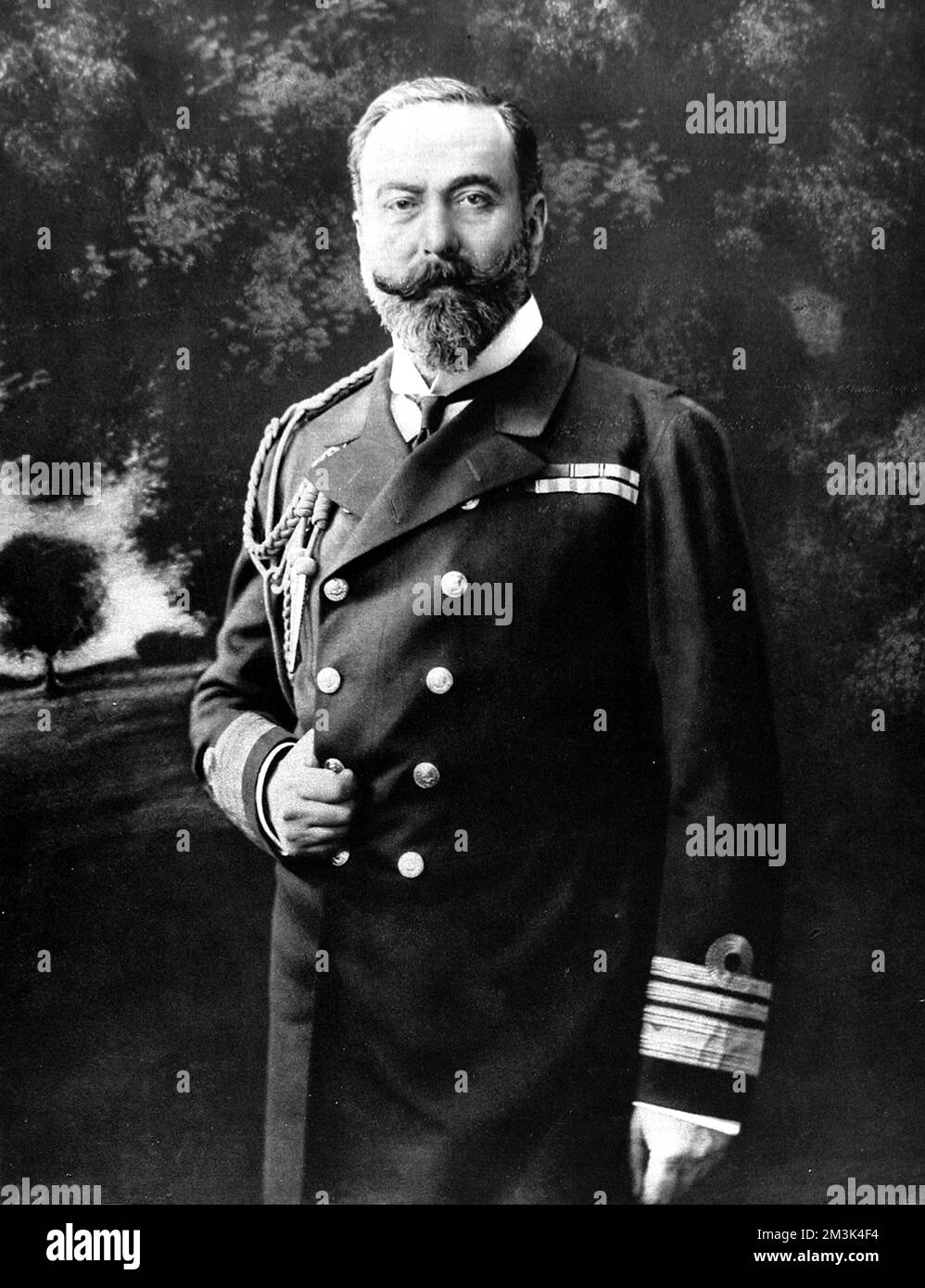 Prince Louis Alexander of Battenberg (1854-1921), photographed in 1912 on succeeding Sir Francis Bridgeman as First Sea Lord of the Admiralty. Louis married Princess Victoria of Hesse, Princess Alice's eldest daughter in 1884 and is the grandfather of the current Prince Philip.  1912 Stock Photo