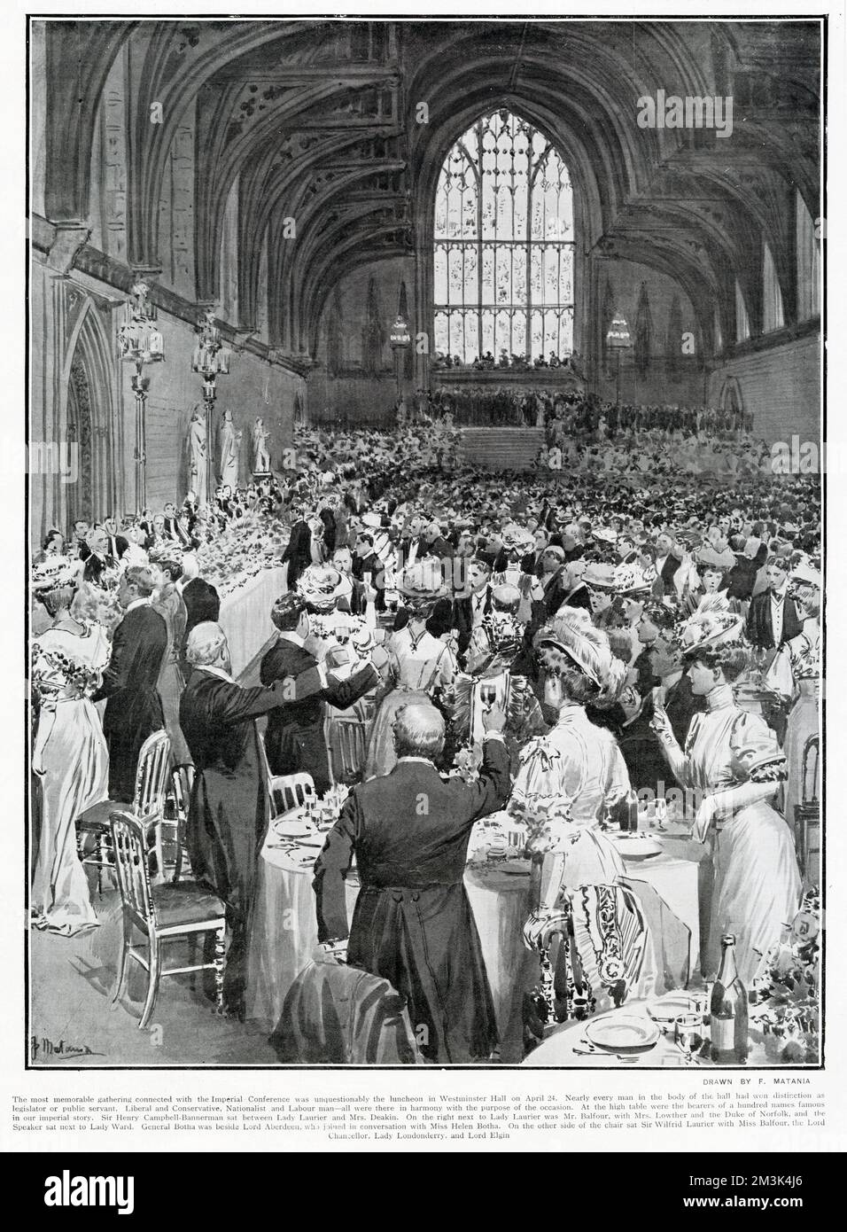 Banquet, held in Westminster Hall, in the honour of the Colonial Premiers visiting London for the Imperial Conference. Stock Photo