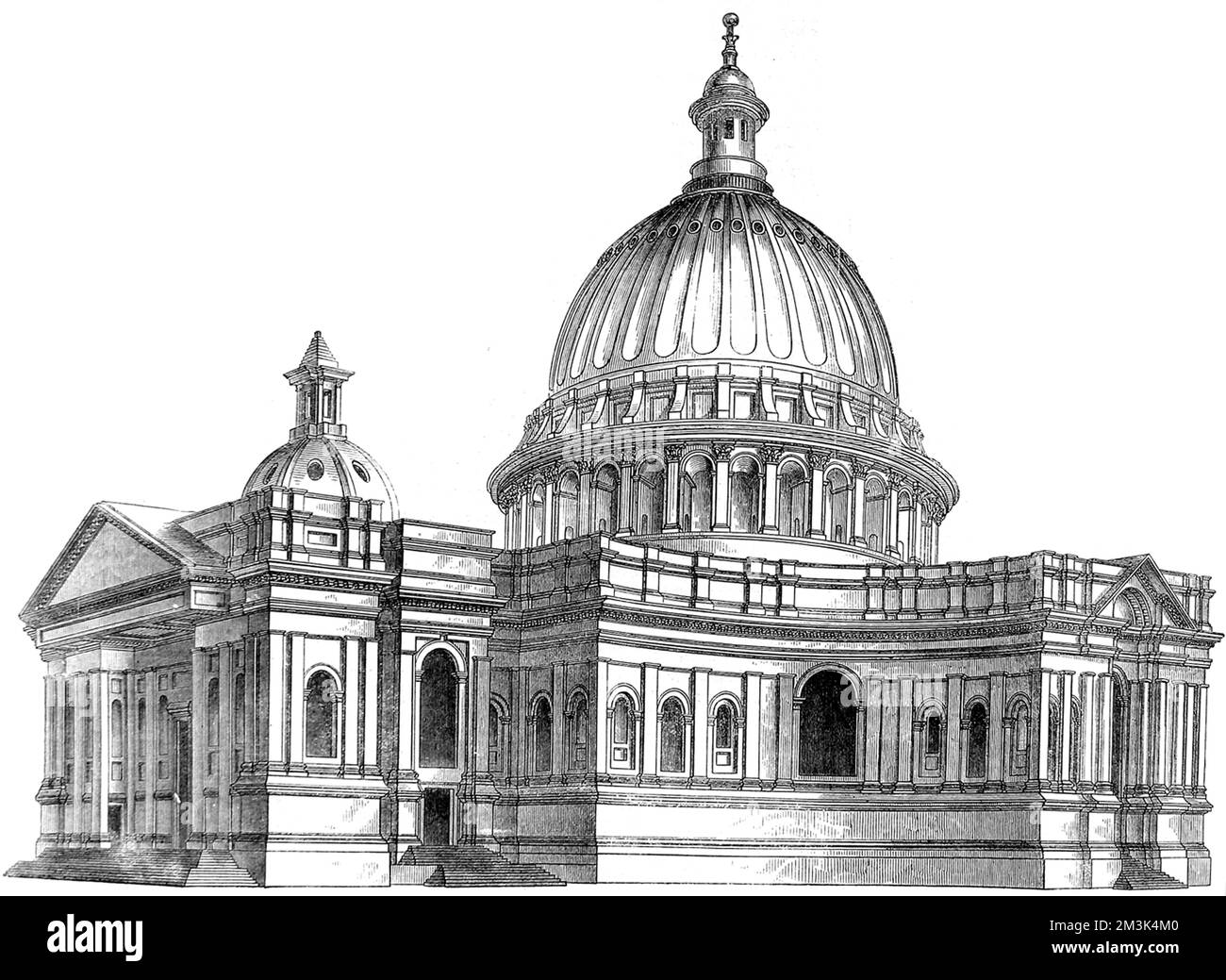 Sir Christopher Wren's original model (and design) for St. Paul's Cathedral, London.   This model was on display in 1865, when it was sketched for the 'Illustrated London News'.     Date: 1865 Stock Photo