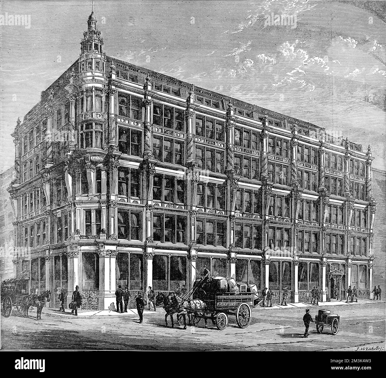 Exterior of Silber and Fleming's Wholesale Warehouses, Wood Street, London.  1884 Stock Photo