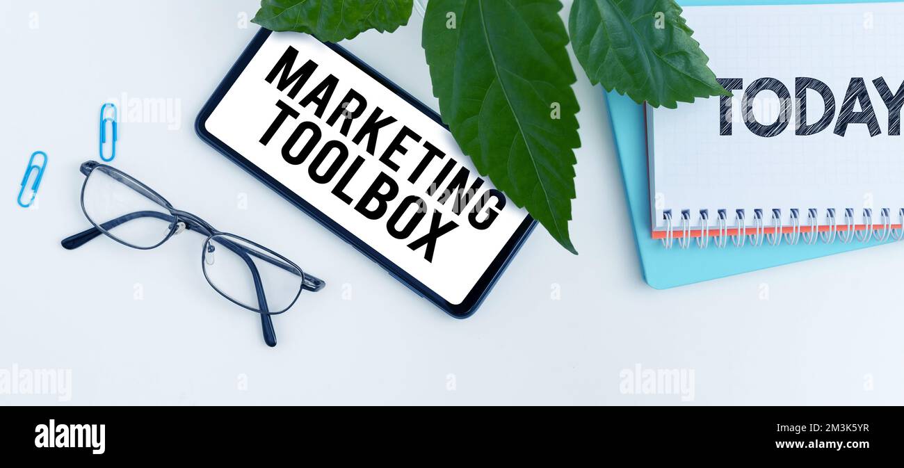 Text caption presenting Marketing Toolbox. Business showcase Means in  promoting a product or services Automation Stock Photo - Alamy