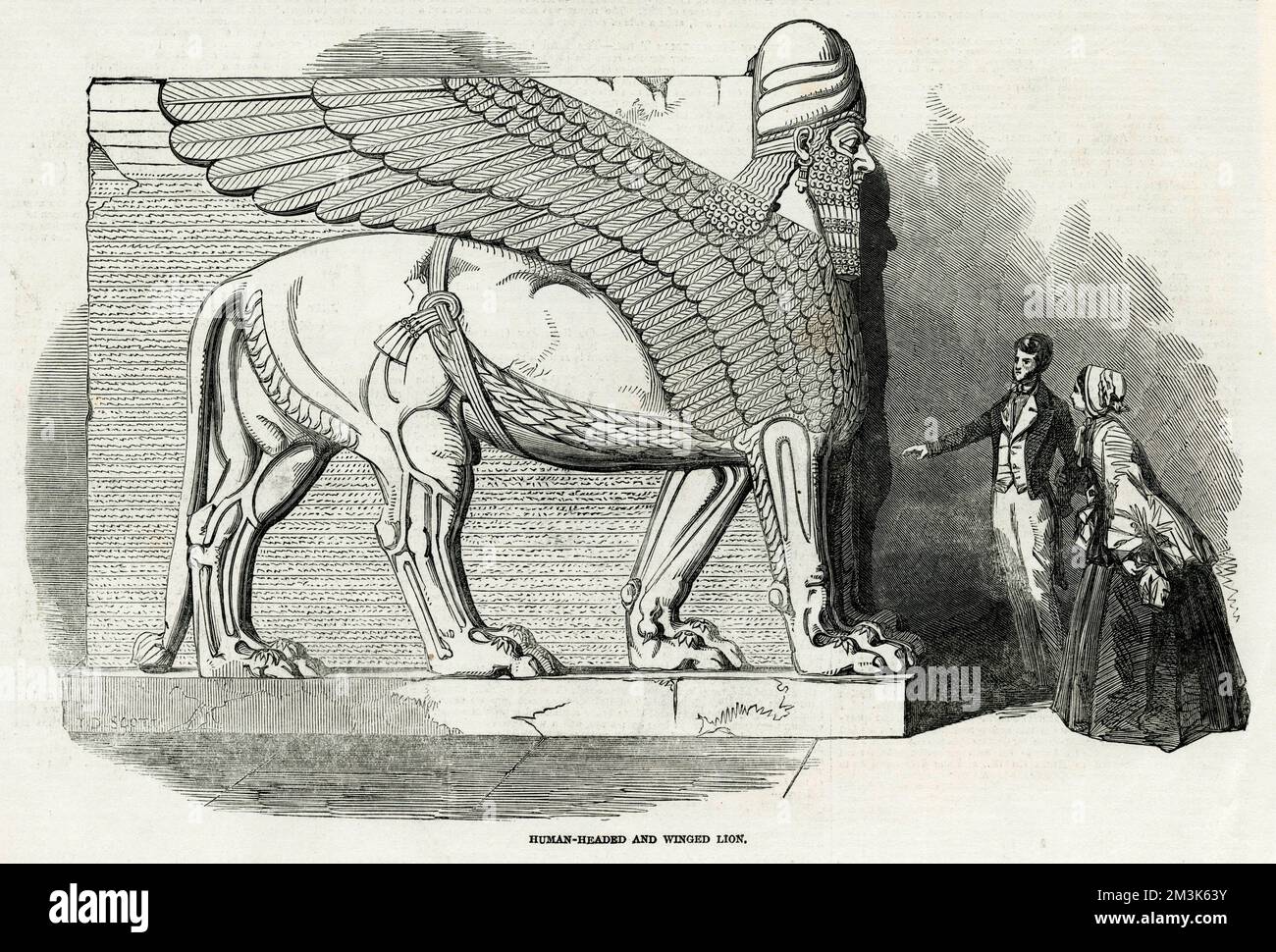 Lamassu Sculpture at the British Museum, London, 1850. Stock Photo