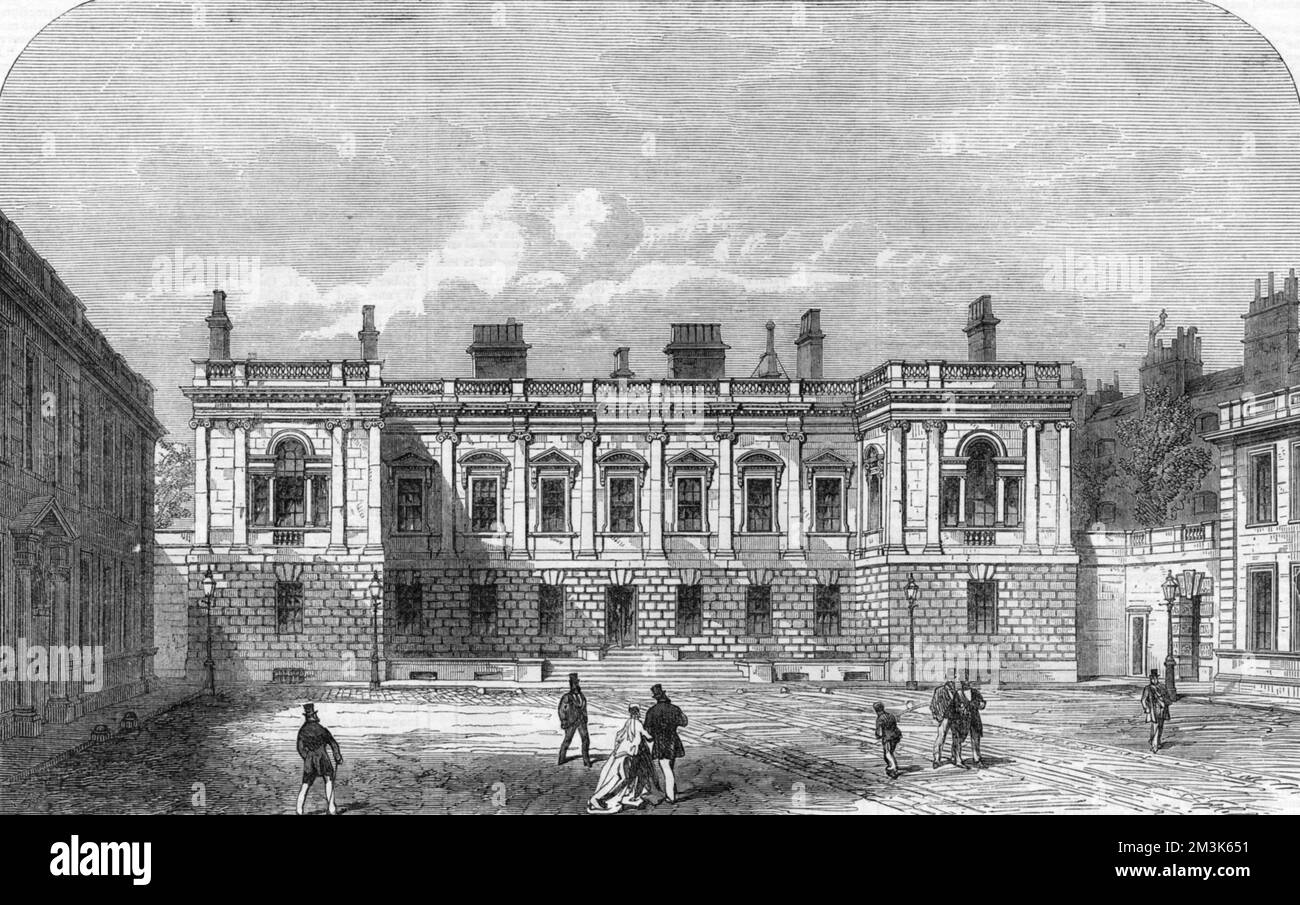 Exterior of Burlington House, Piccadilly, London. Burlington House is the home of the Royal