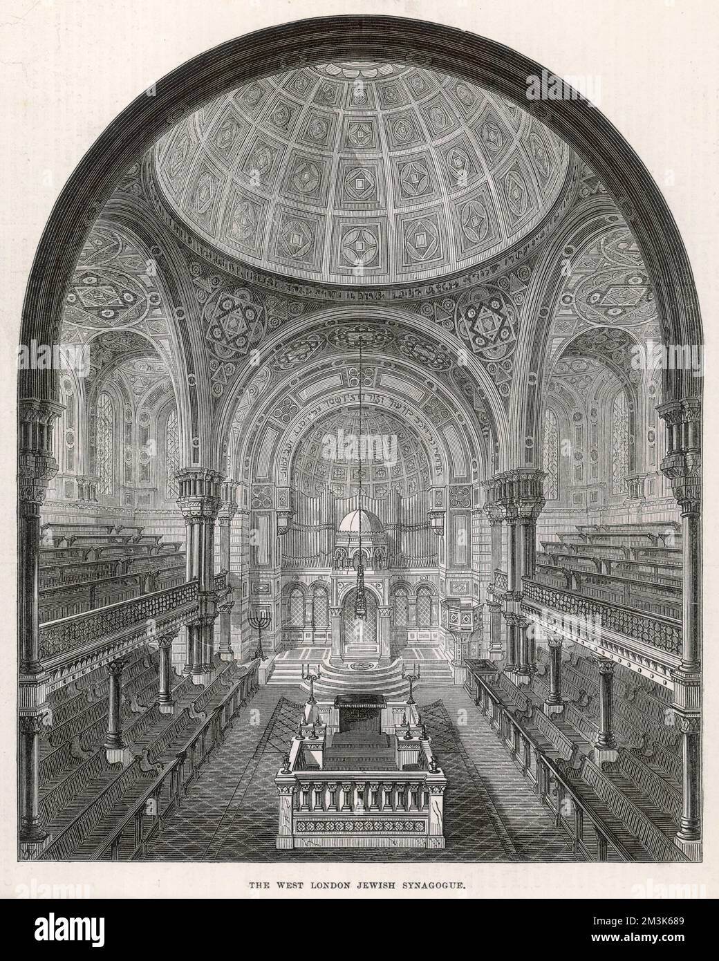 Interior of the West London Jewish Synagogue in Upper Berkeley Street, near Edgware Road, London.  1872 Stock Photo