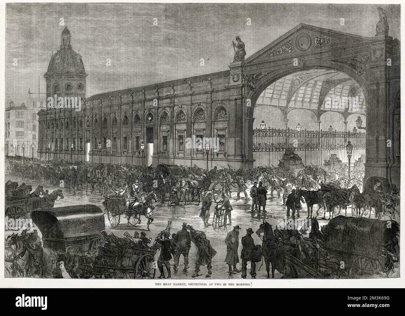 A typical scene outside Smithfield Meat Market at two in the morning. A