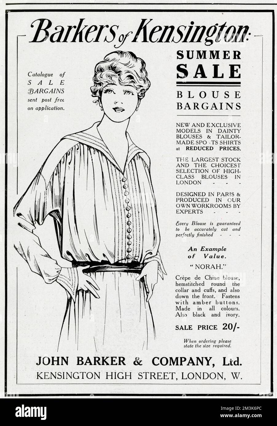 Advert for Barkers of Kensington blouses 1914 Stock Photo