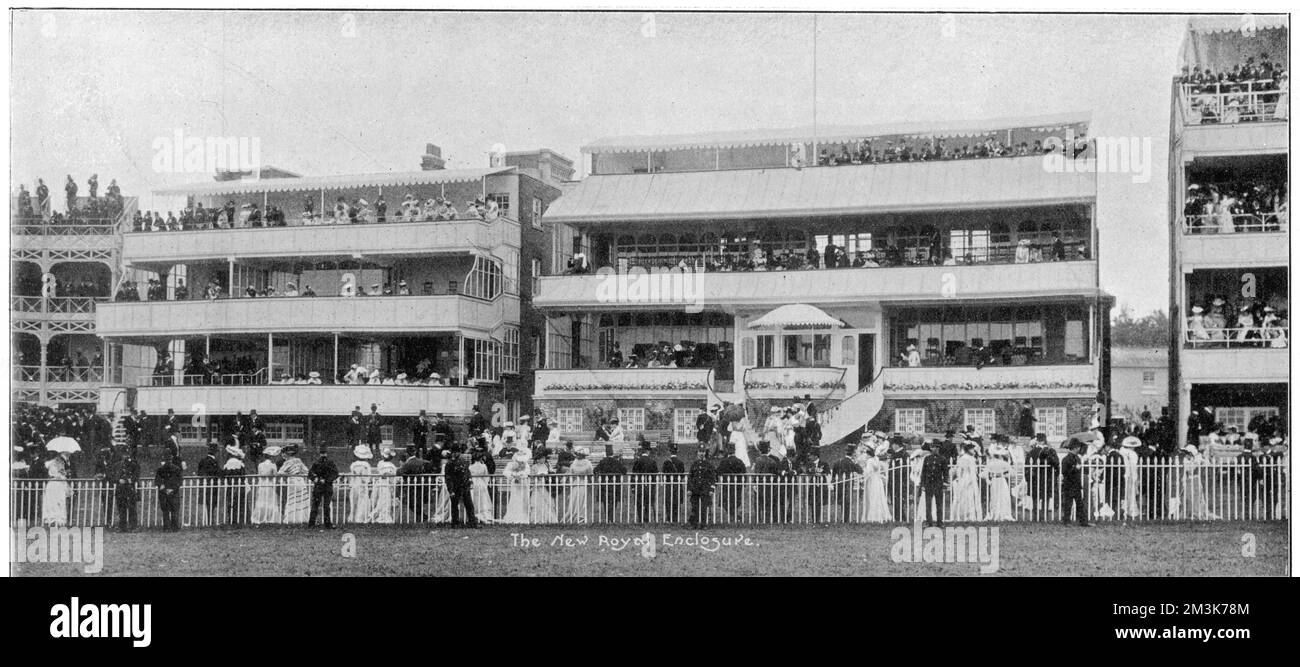 Photograph of the recently built Royal Enclosure at Ascot in 1902.     Date: 28th June 1902 Stock Photo