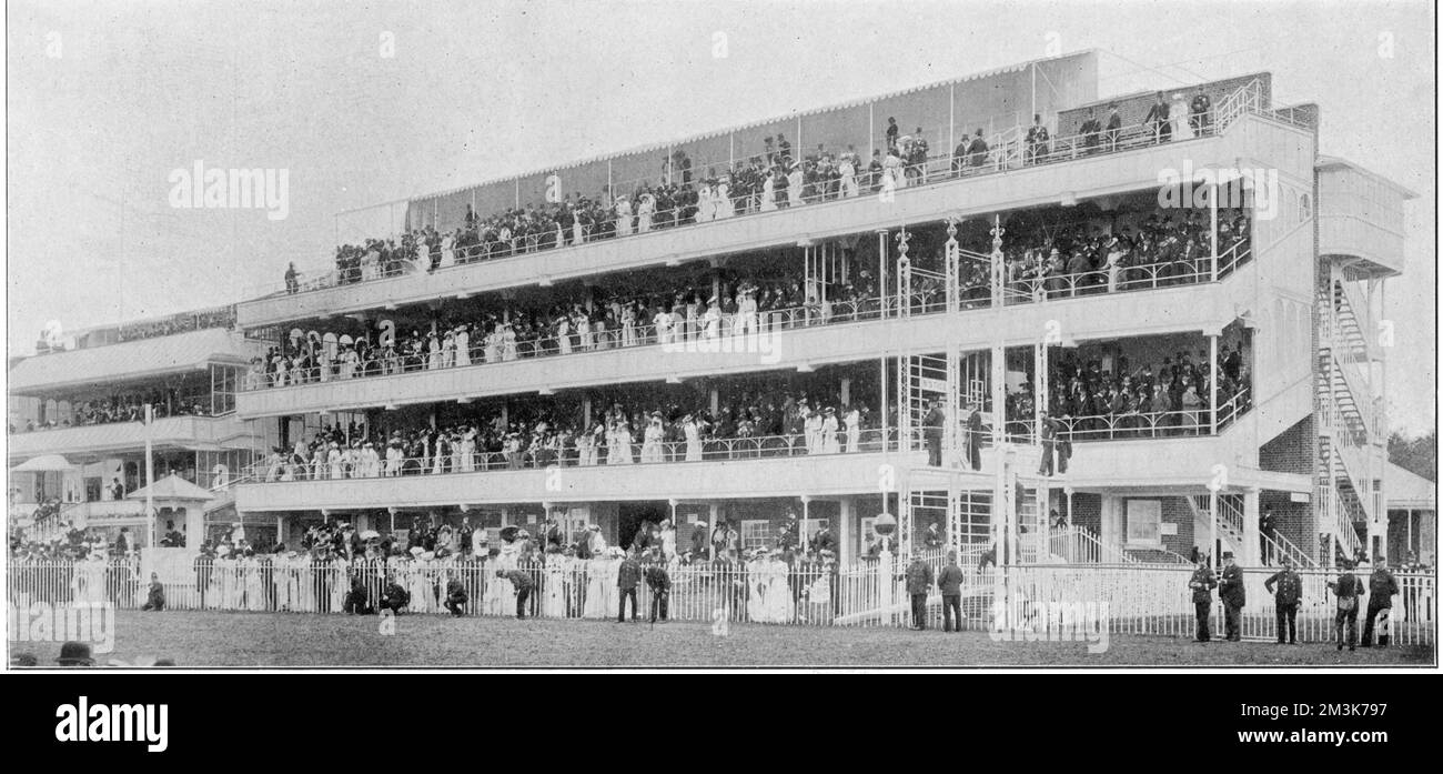 The recently built stands at Ascot.     Date: 28th June 1902 Stock Photo