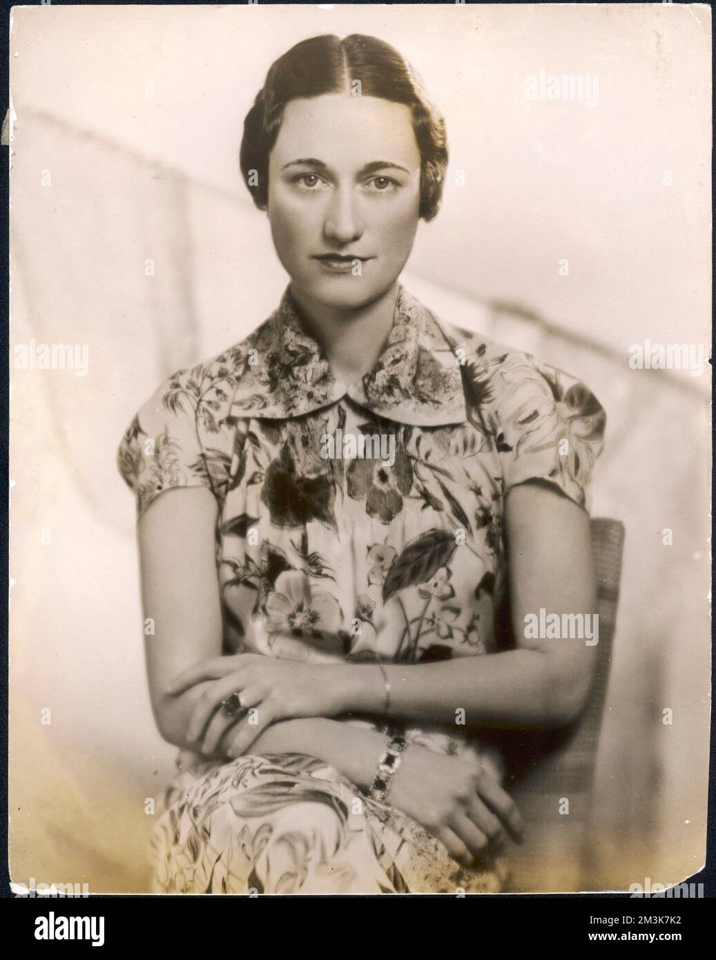 Bessie Wallis Warfield Simpson, later Duchess of Windsor (1896 - 1986), American socialite. Born in Blue Ridge Summit, Pennsylvania, she divorced her second husband, Ernest Simpson in order to marry Edward VIII who abdicated the throne in December 1936 to marry her. Stock Photo