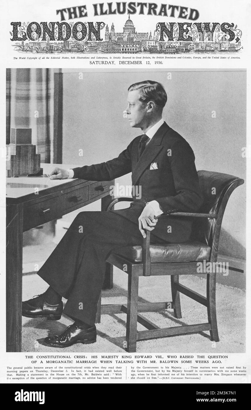 King Edward VIII at the time of the announcement of his abdication of the throne.     Date: 12 December 1936 Stock Photo