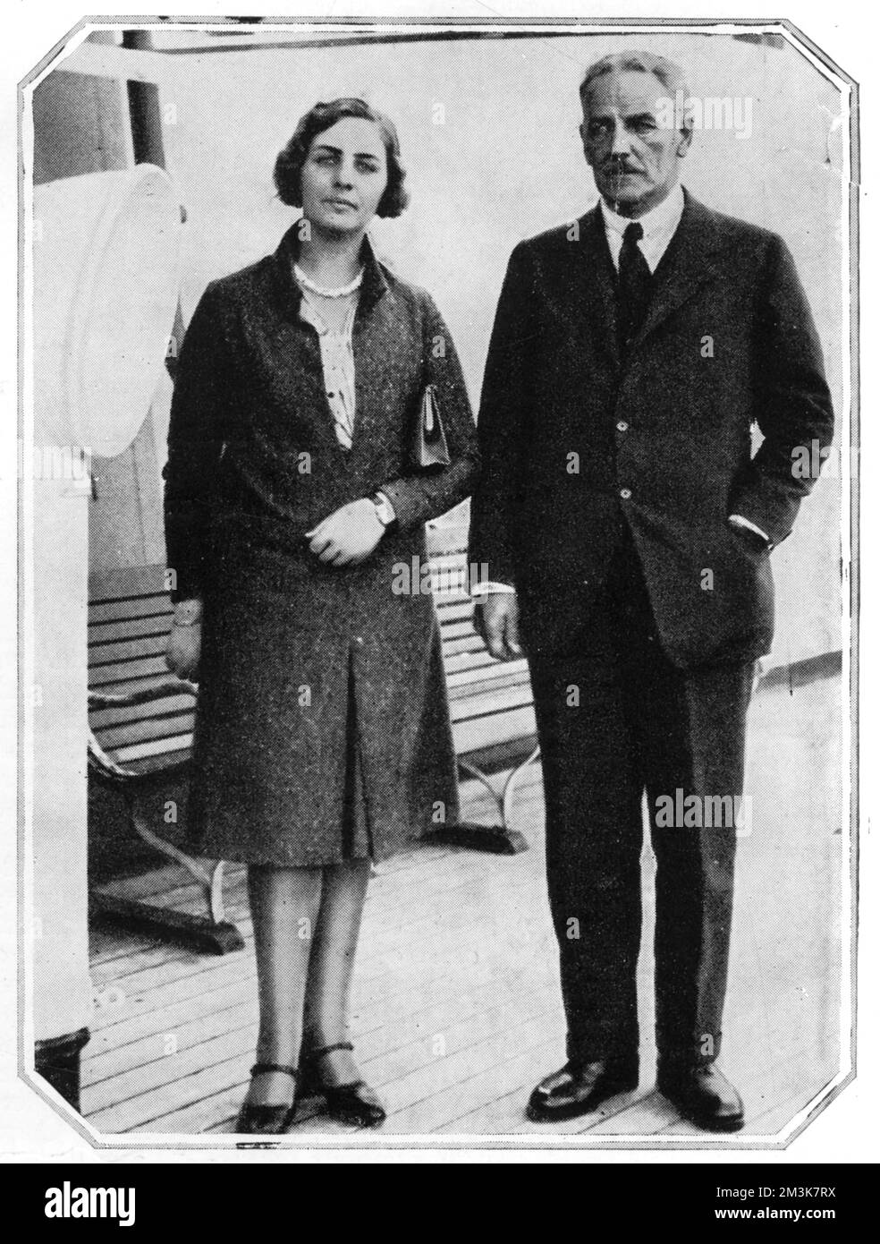 Lord Redesdale and his daughter Pamela Mitford preparing to depart to Canada to go gold prospecting in Northern Ontario.     Date: 16th July 1930 Stock Photo