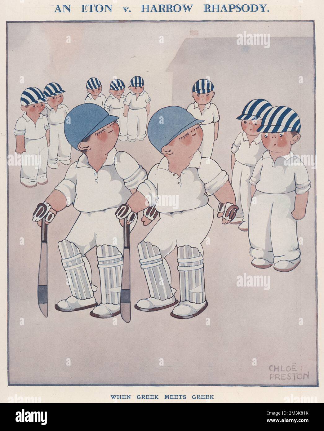 A group of schoolboy cricketers.     Date: 1929 Stock Photo