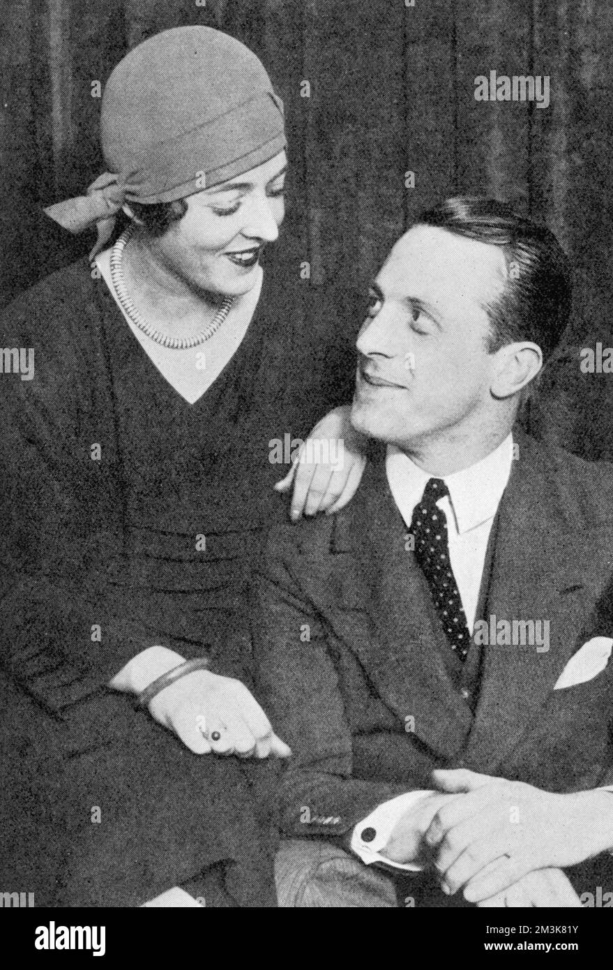 Portrait of Elizabeth Ponsonby and Denis Pelly featured in The Tatler on the announcement of their engagement.     Date: 3rd April 1929 Stock Photo