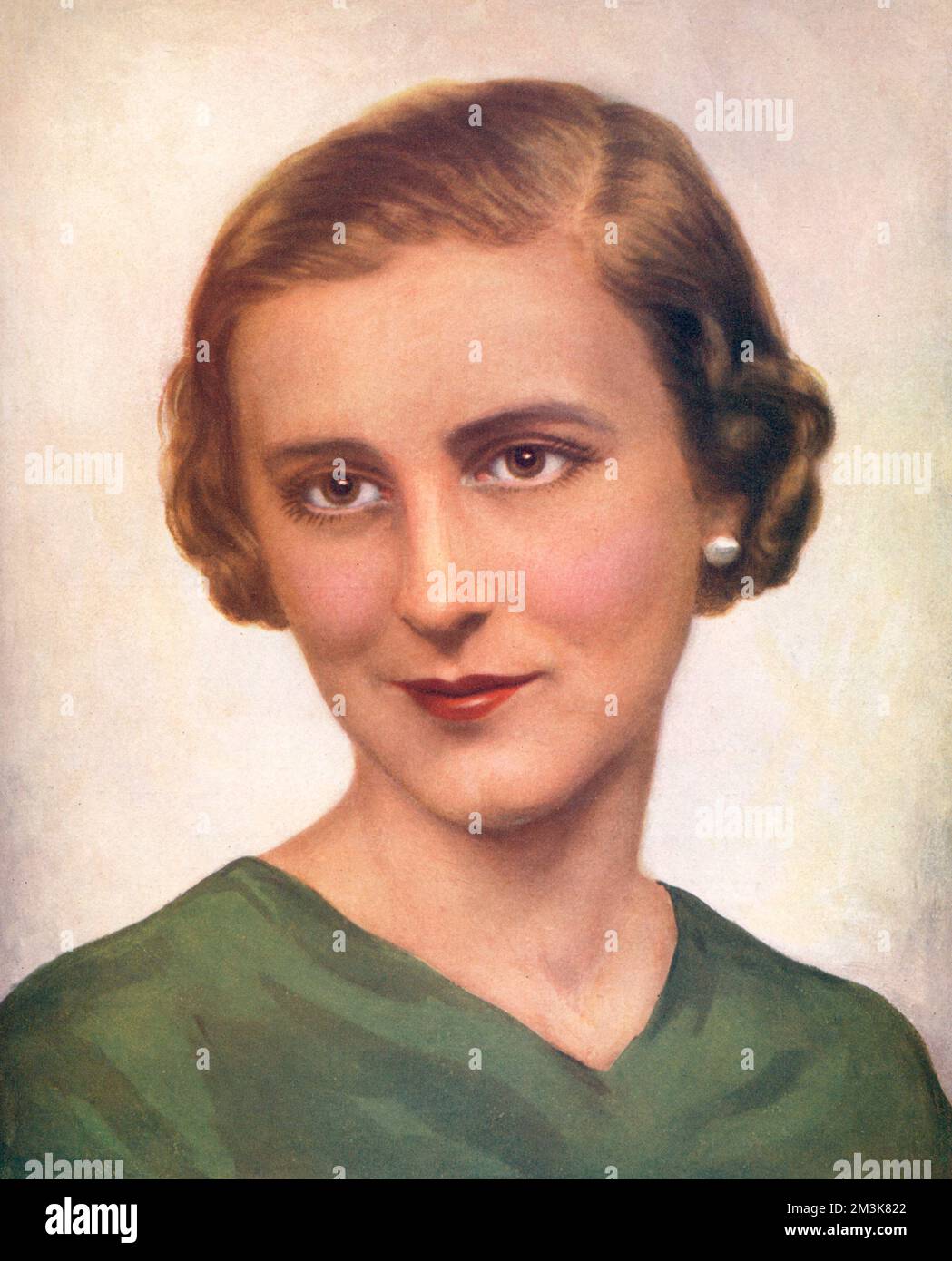 Colour impression of Princess Marina of Greece, Duchess of Kent (1906-1968), preceding her marriage to Prince George, Duke of Kent in November 1934.     Date: 1934 Stock Photo