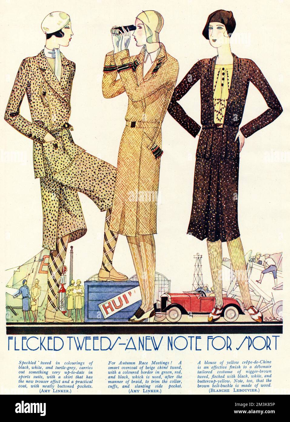 Specked and flecked tweed winter clothing for casual and sports wear.       Date: 1929 Stock Photo