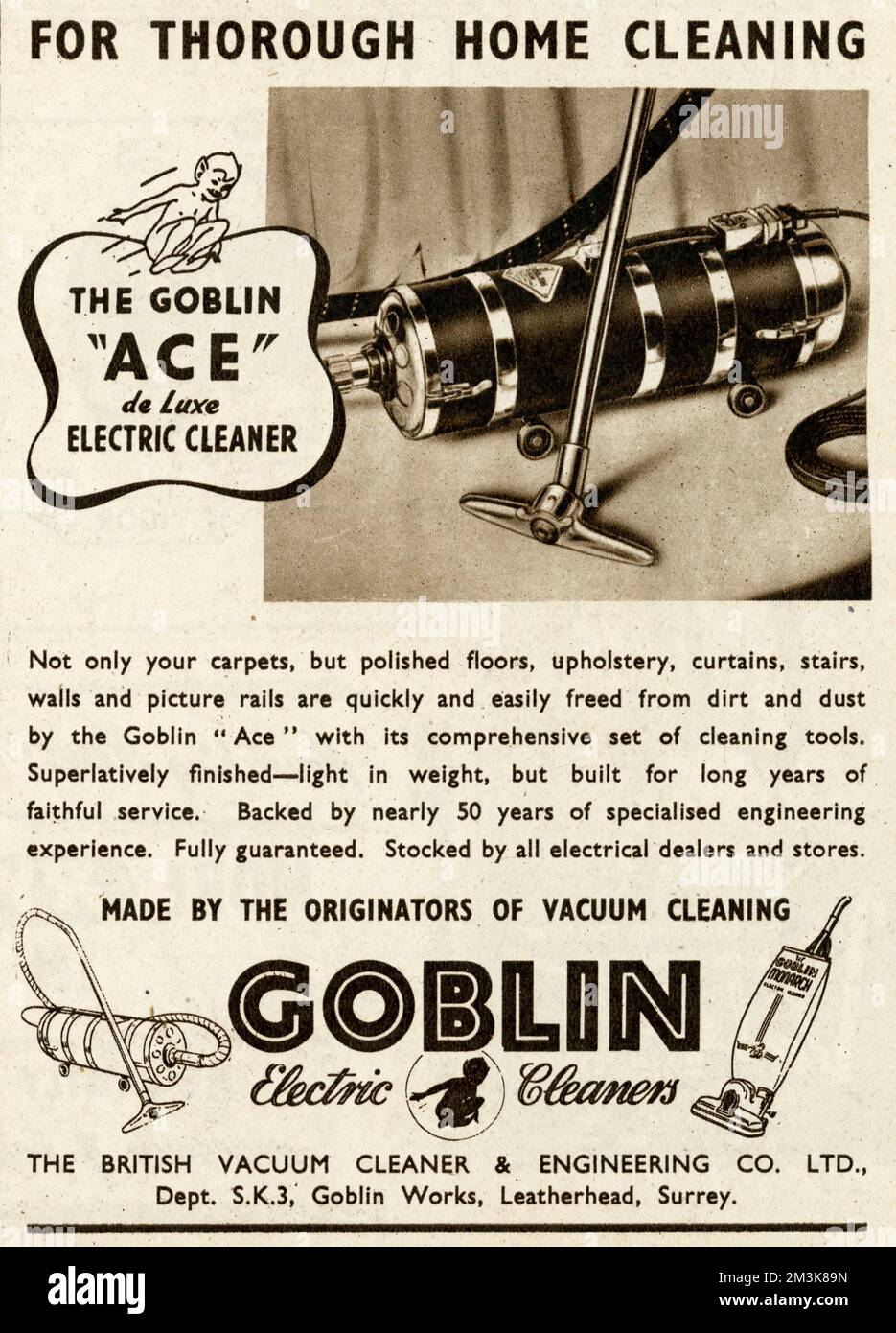Advert for Goblin vacuum cleaner 1948 Stock Photo Alamy
