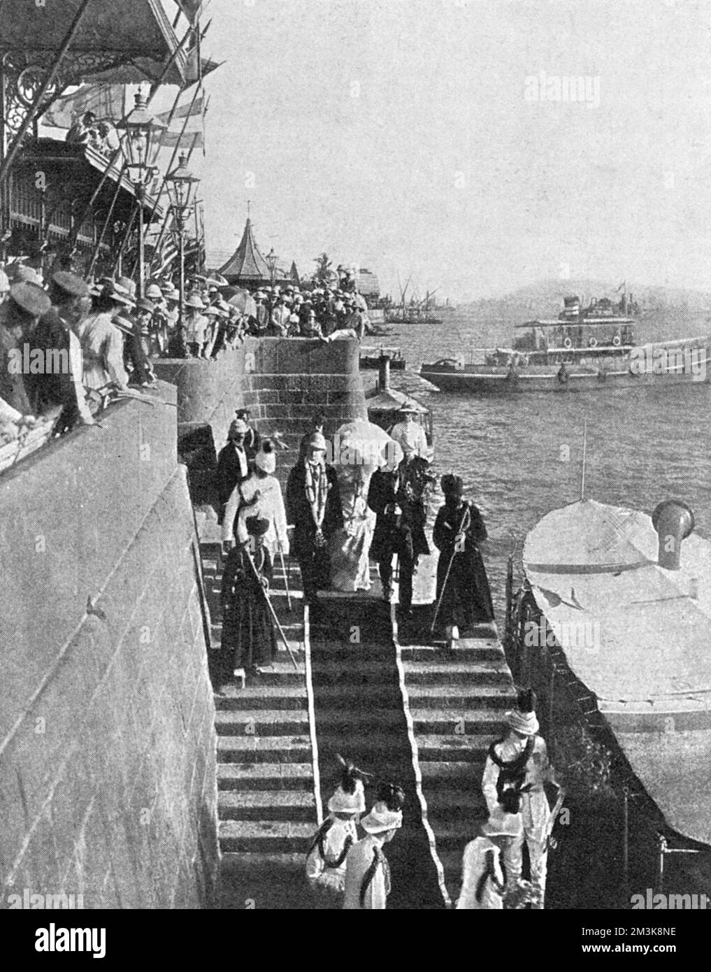 Lord Curzon described India as 'the dream of my childhood, the fulfilled ambition of my manhood.' Here he is shown leaving from Bombay on 18th November 1905.     Date: 4th November 1911 Stock Photo