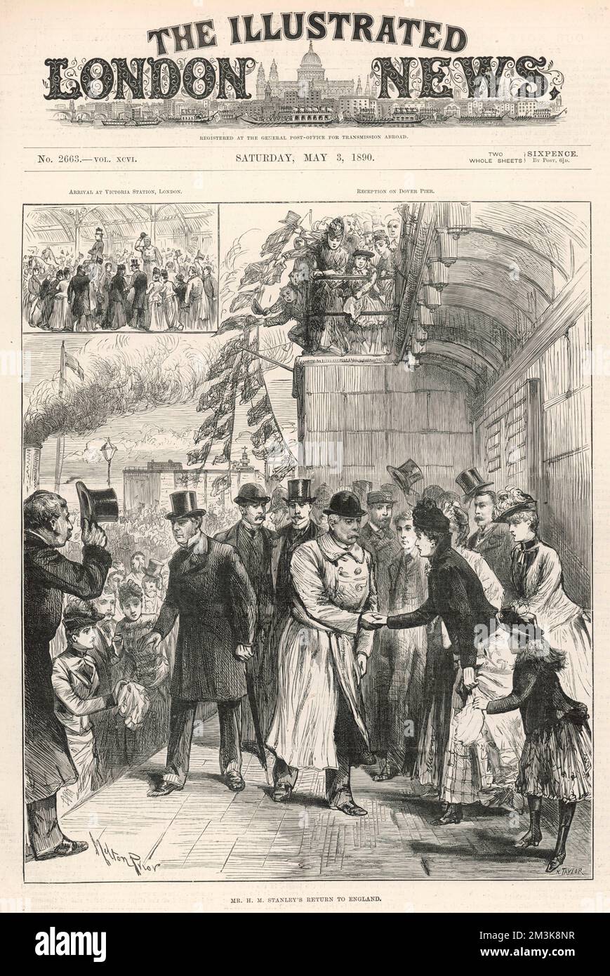 Mr H.M. Stanley is greeted by crowds of well-wishers on his return to Victoria  Station in London after the Emin Pasha Relief Exhibition. 3 May 1890 Stock  Photo - Alamy