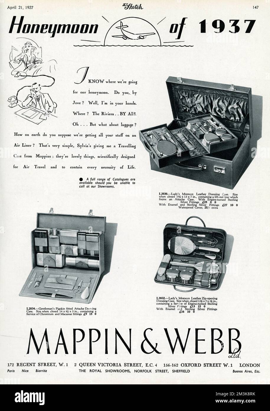 Advert for Mappin & Webb compact dressing case 1937 Stock Photo