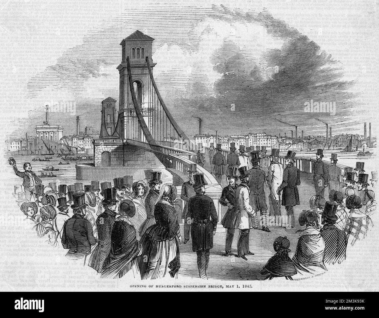 The opening of Hungerford suspension bridge it will later be replaced