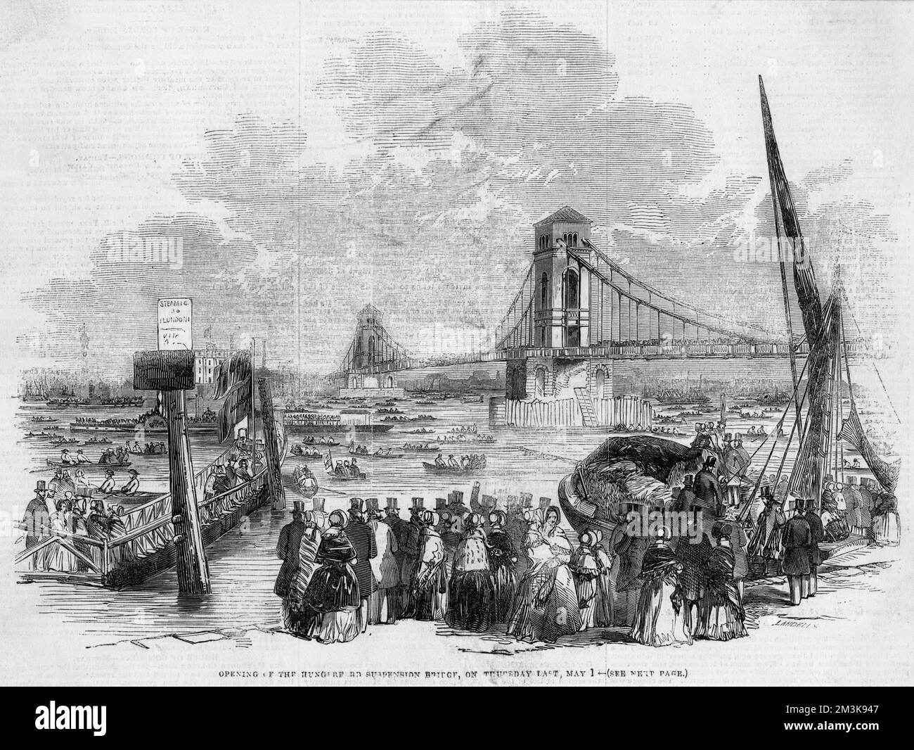 The opening of Hungerford suspension bridge it will later be replaced