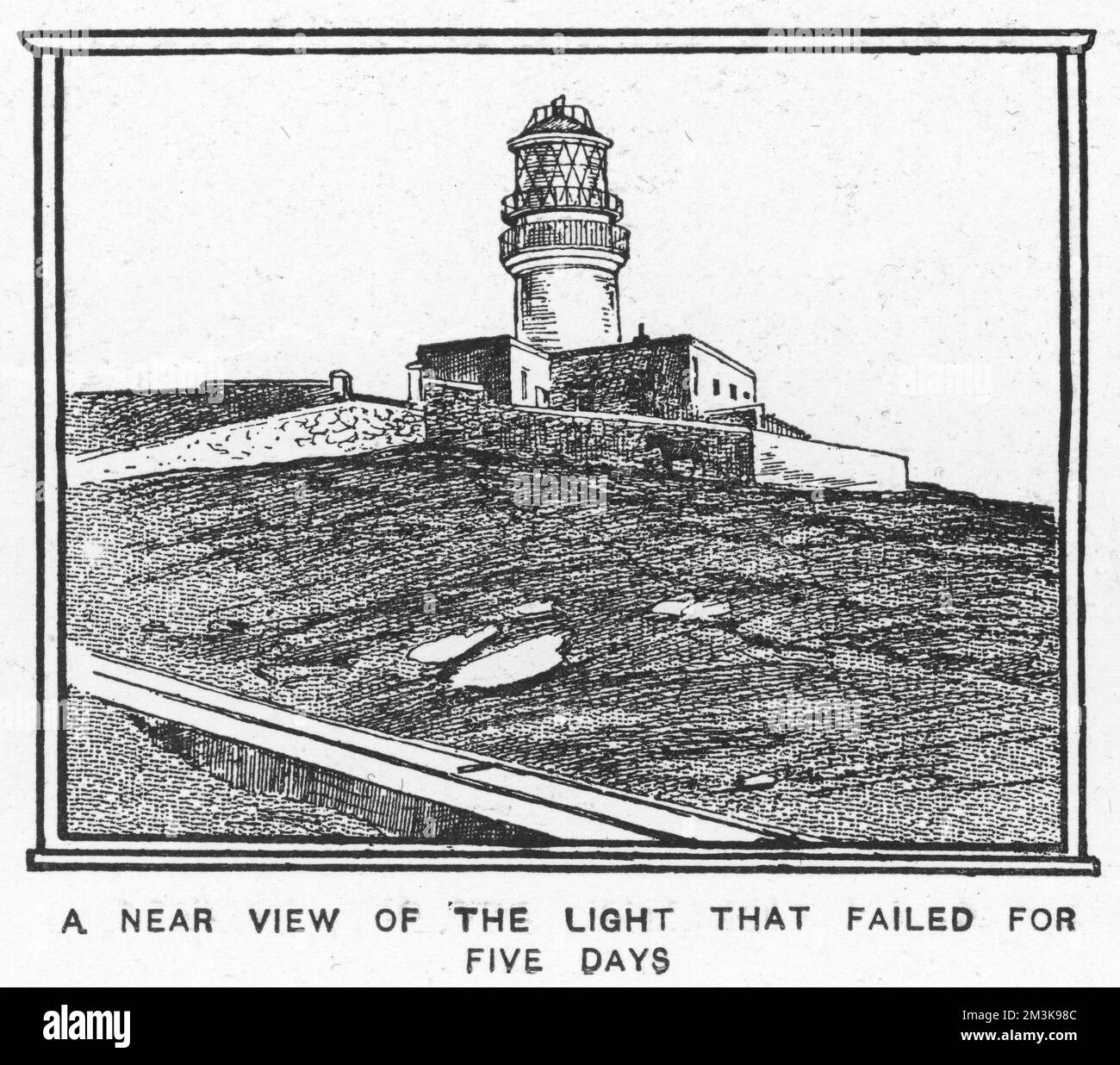 Artist's impression of the  Flannan Isles lighthouse in  the Outer Hebrides where three  lighthouse keepers  mysteriously disappeared  without trace in December 1900     Date: 19 January 1901 Stock Photo