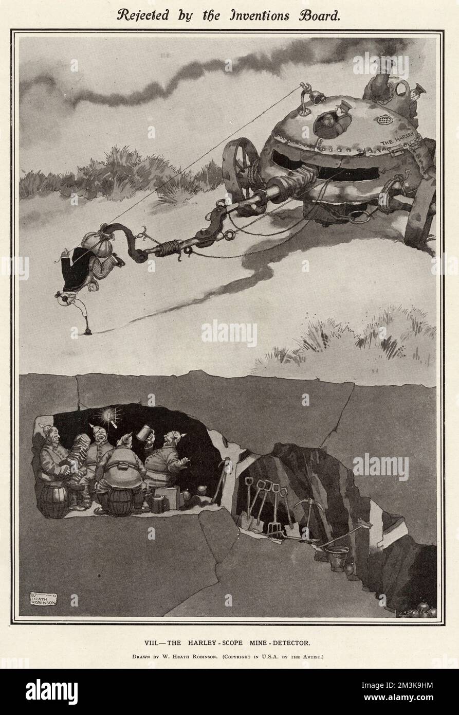 A crackpot invention dreamed up heath robinson allowing a british