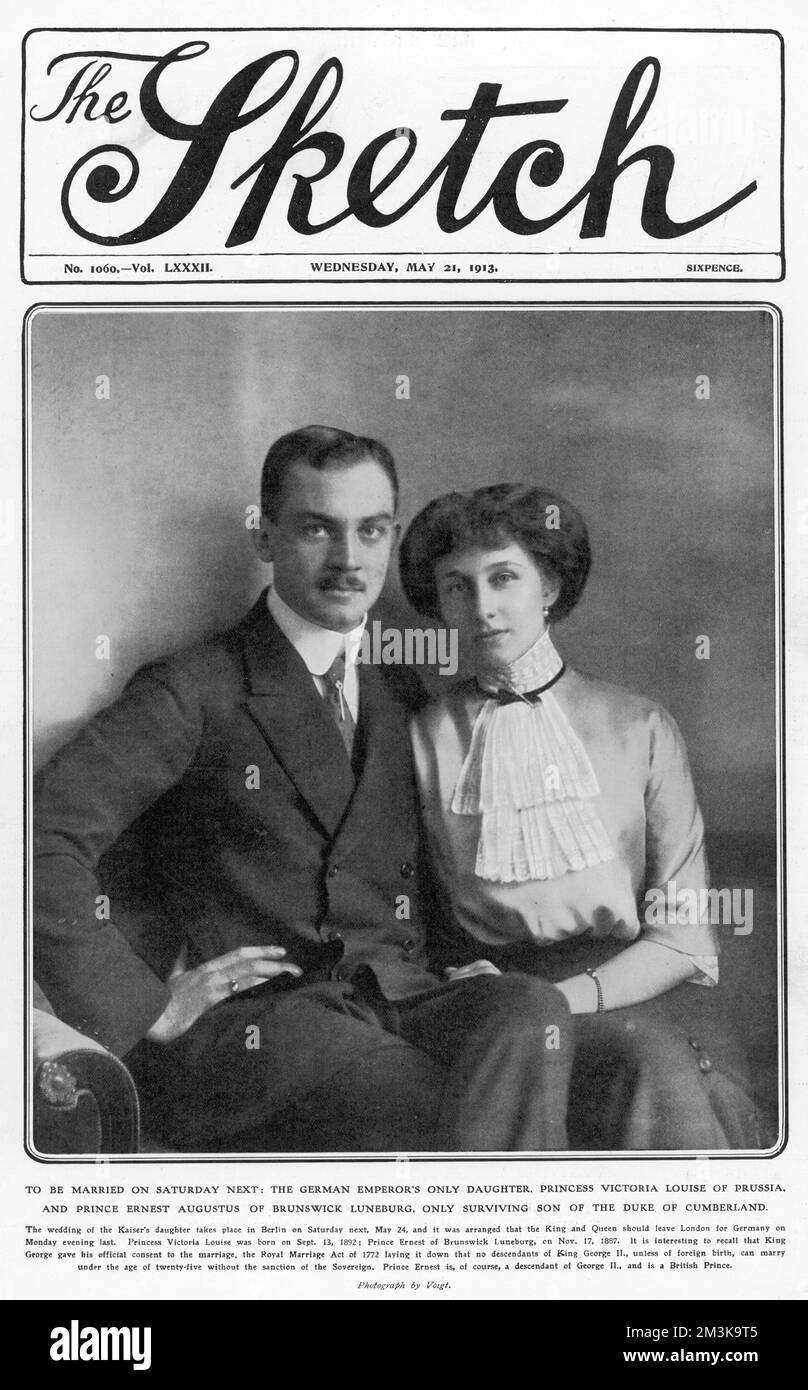 VIKTORIA LUISE, only daughter  of the Kaiser, pictured with  her fiancee Prince Ernst  Augustus of Brunswick  Luneburg, son of the Duke &amp;  Duchess of Cumberland.     Date: 1892 - 1980 Stock Photo