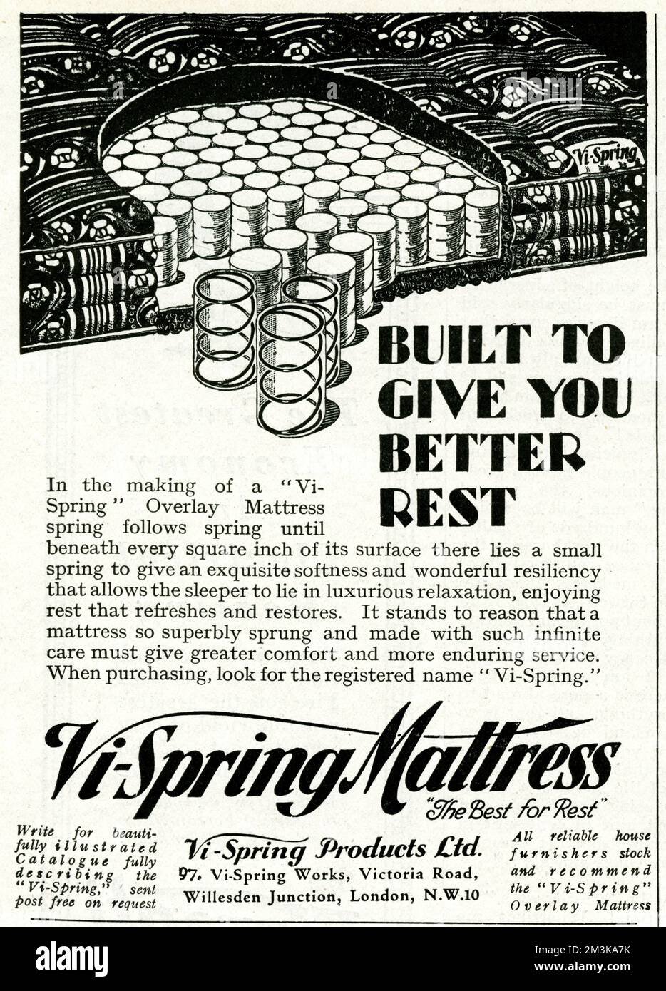 Advert for Vi-Spring Mattress 1931 Stock Photo - Alamy