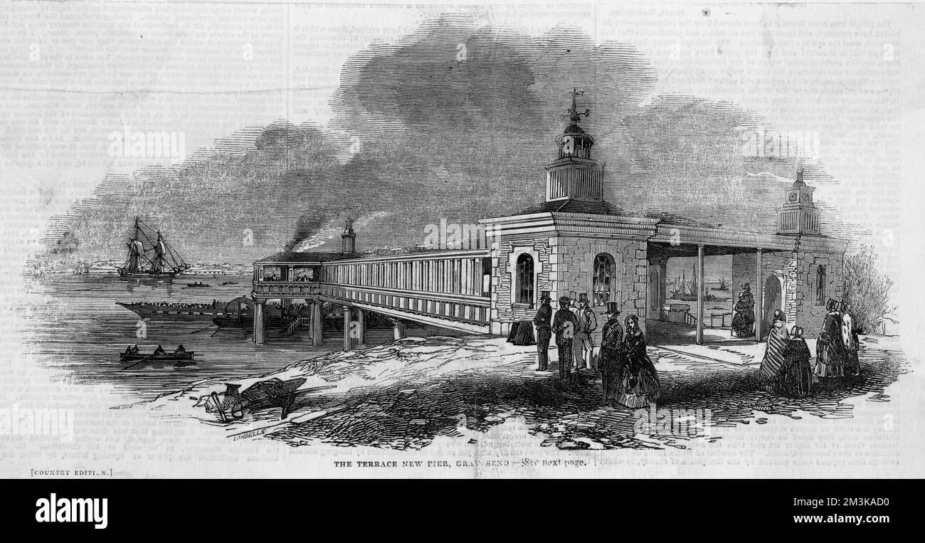 The terrace new pier at  Gravesend, Kent.         Date: 1845 Stock Photo
