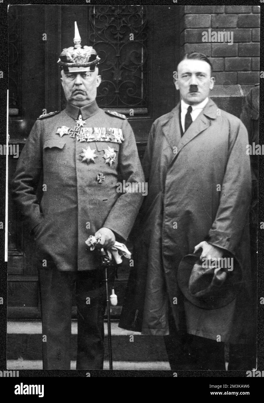 Adolph Hitler, leader of the Nazi party pictured with General E F W Ludendorff, followed the failed Munich Beer Hall Putsch (coup) in November 1923.  1937 Stock Photo