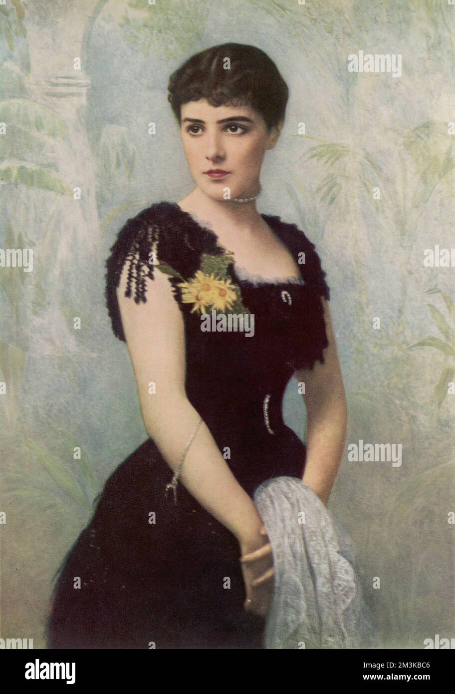 Jennie Jerome (1845 - 1921), Lady Randolph Churchill, later Mrs George Cornwallis-West and afterwards Mrs Montagu Porch, mother of Sir Winston Churchill.  Pictured around 1880.     Date: c.1880 Stock Photo
