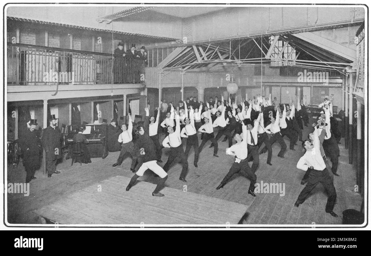 Fleet Street newspaper clerks exercising at lunch time Stock Photo