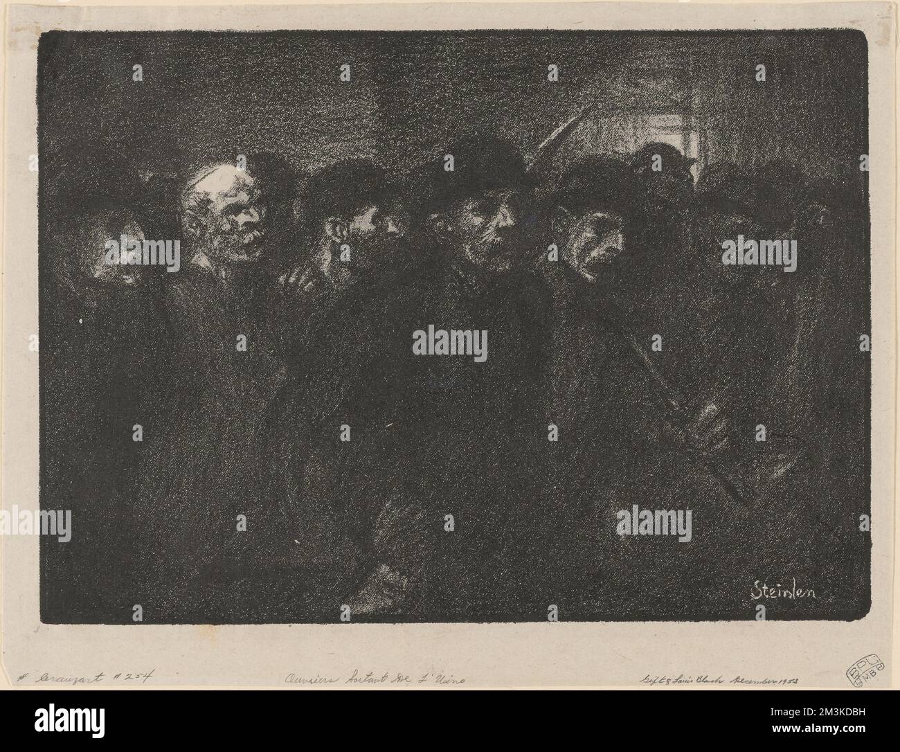 Ouvriers sortant de l'usine , Laborers, Factories, Arrivals & departures. Théophile Alexandre Steinlen (1859-1923). Lithographs Stock Photo