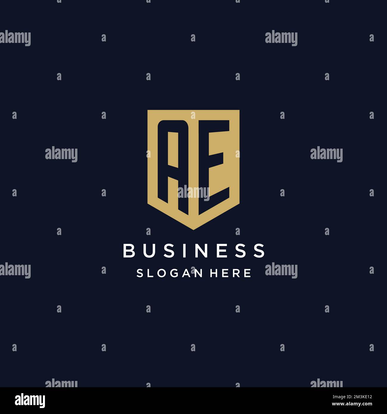 AE monogram initials logo design with shield icon template Stock Vector