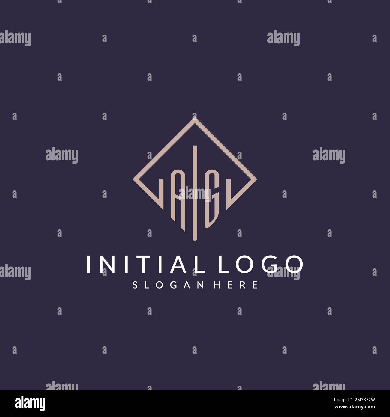 AG initial monogram logo with rectangle style design ideas Stock Vector