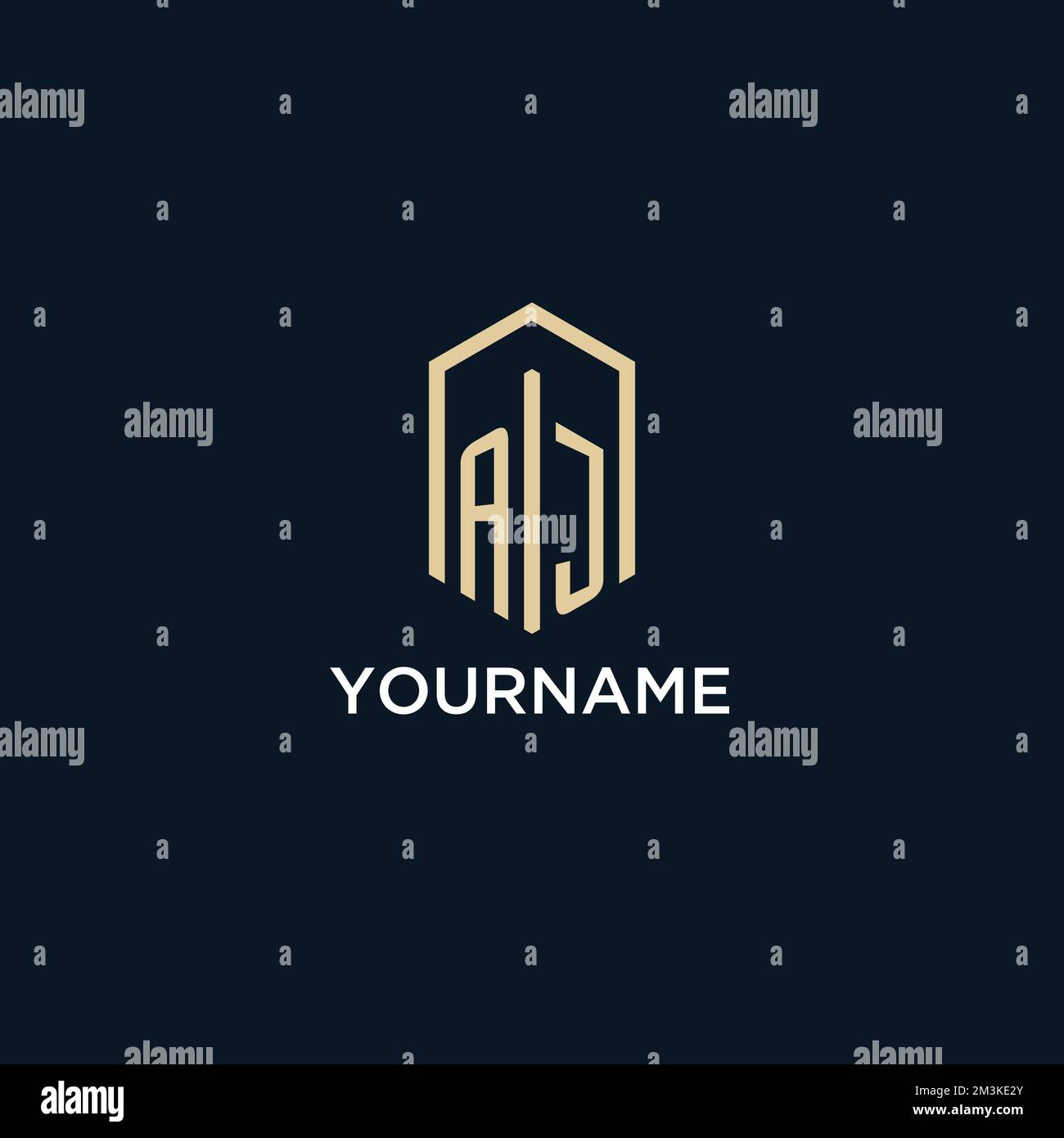 AJ initial monogram logo with hexagonal shape style, real estate logo ...