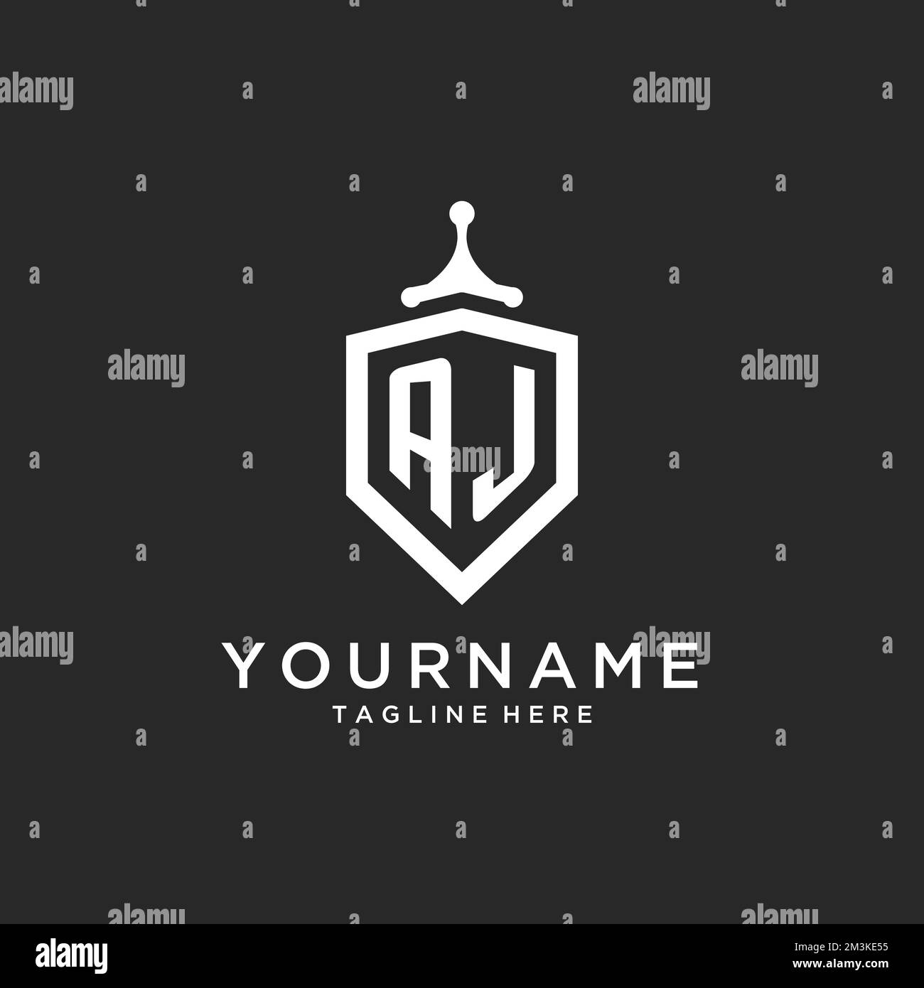 AJ monogram logo initial with shield guard shape design ideas Stock ...