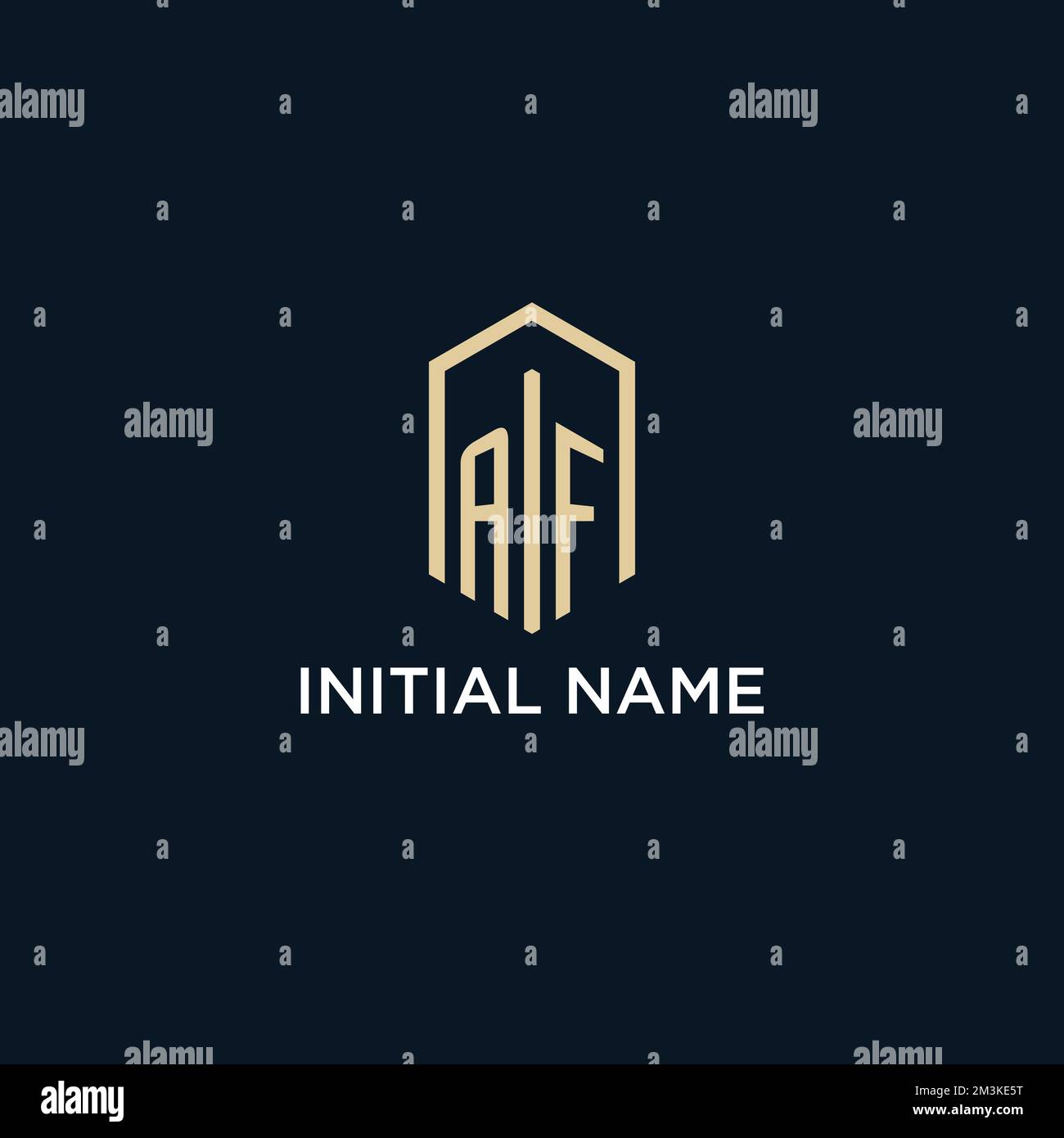 AF initial monogram logo with hexagonal shape style, real estate logo design ideas inspiration vector Stock Vector