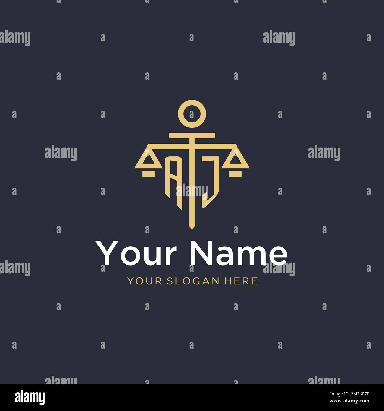 AJ initial monogram logo with scale and pillar style design ideas Stock ...