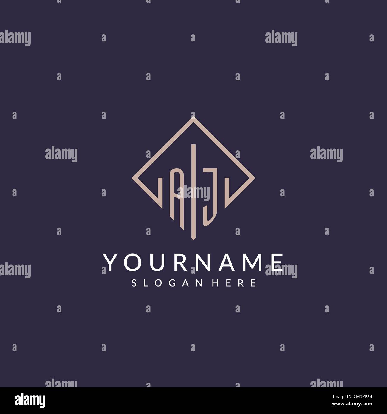 AJ initial monogram logo with rectangle style design ideas Stock Vector