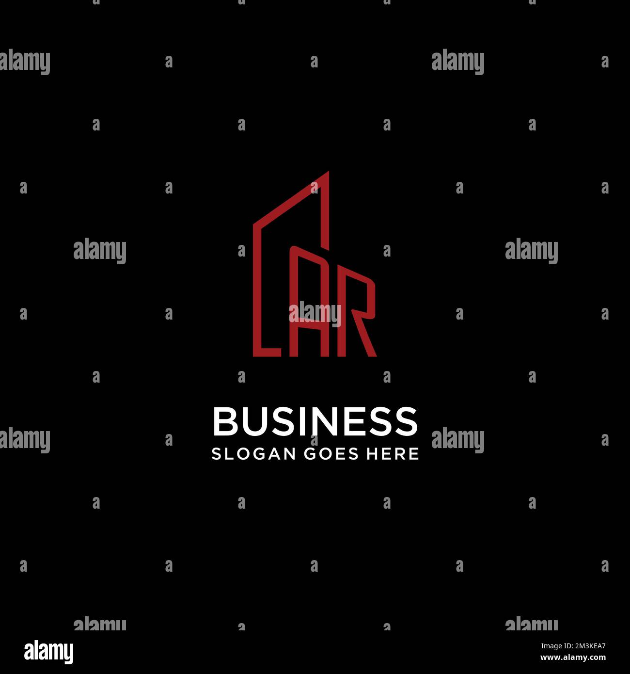 AR initial monogram with building logo design ideas Stock Vector