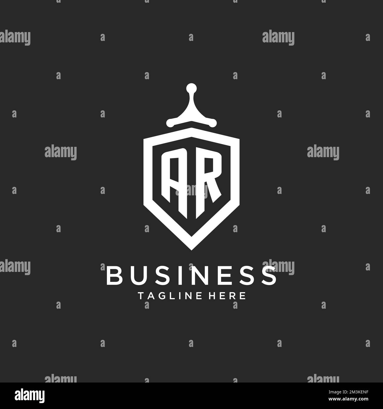 AR monogram logo initial with shield guard shape design ideas Stock Vector