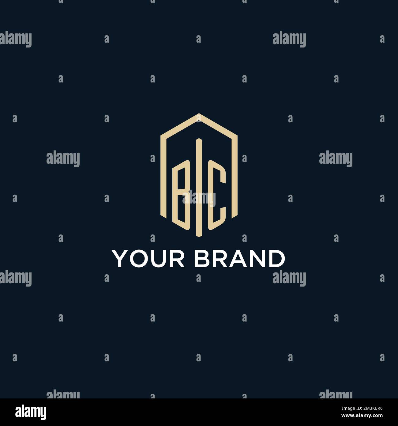 BC initial monogram logo with hexagonal shape style, real estate logo design ideas inspiration vector Stock Vector