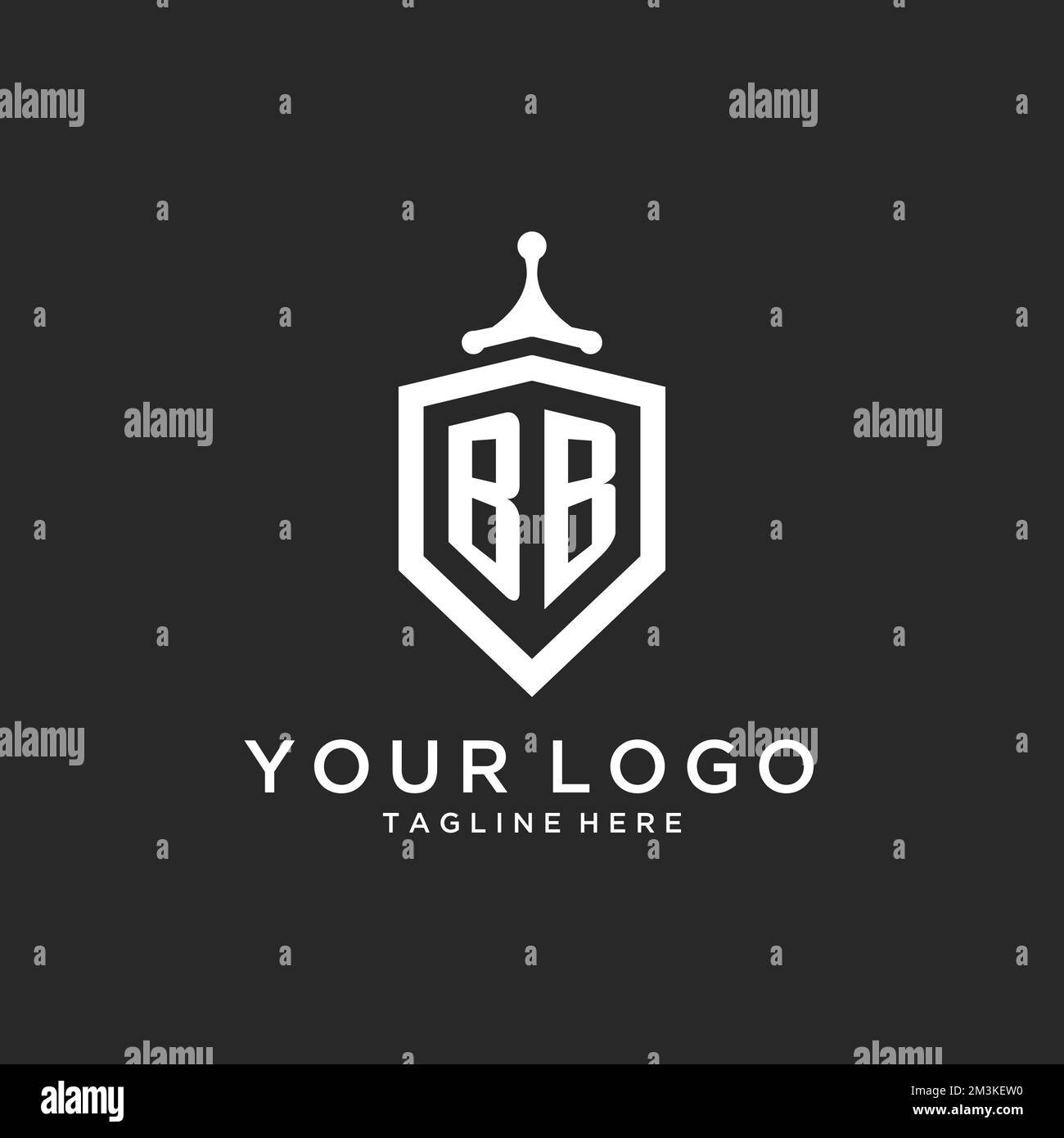 BB monogram logo initial with shield guard shape design ideas Stock ...