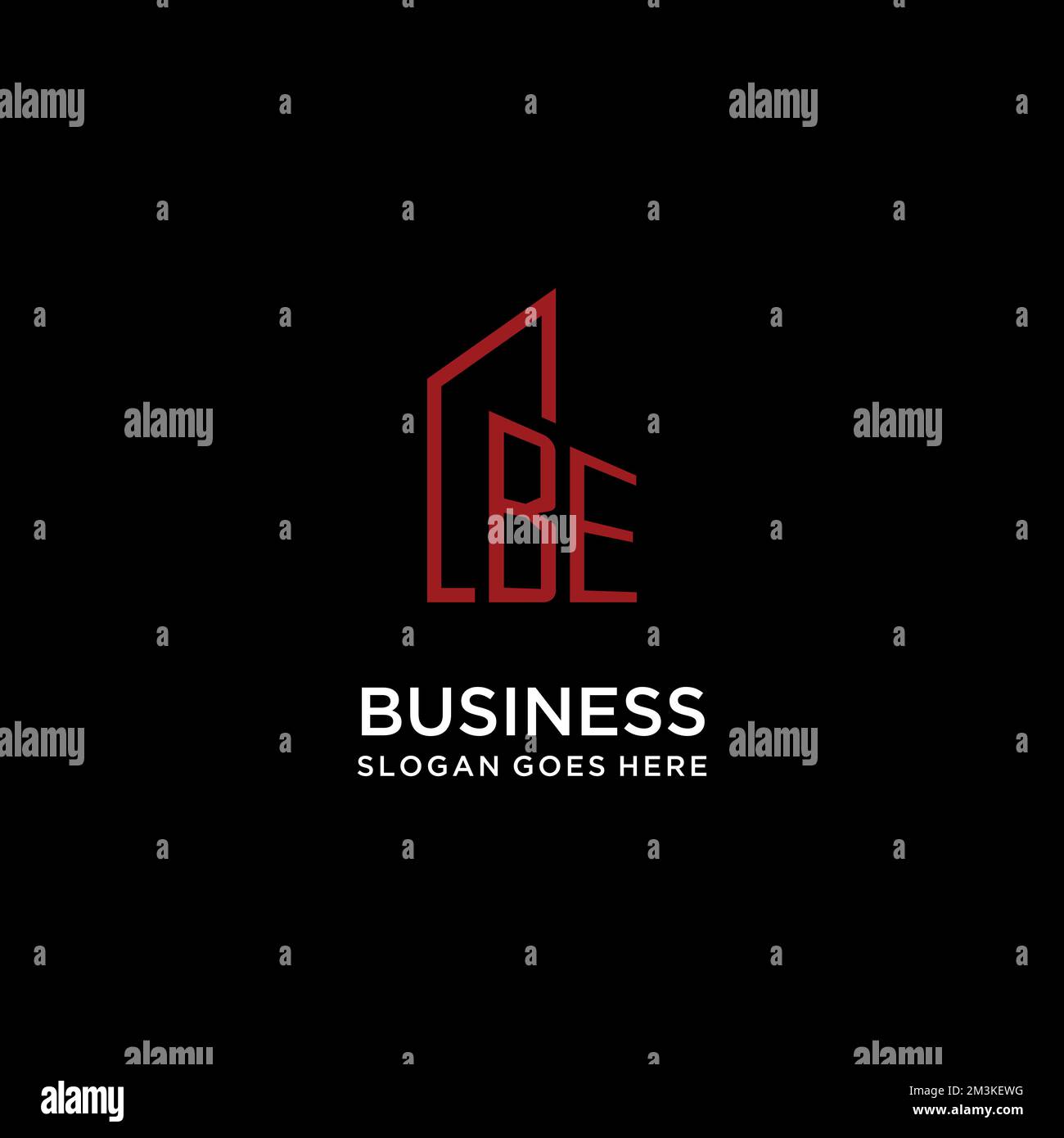 BE initial monogram with building logo design ideas Stock Vector