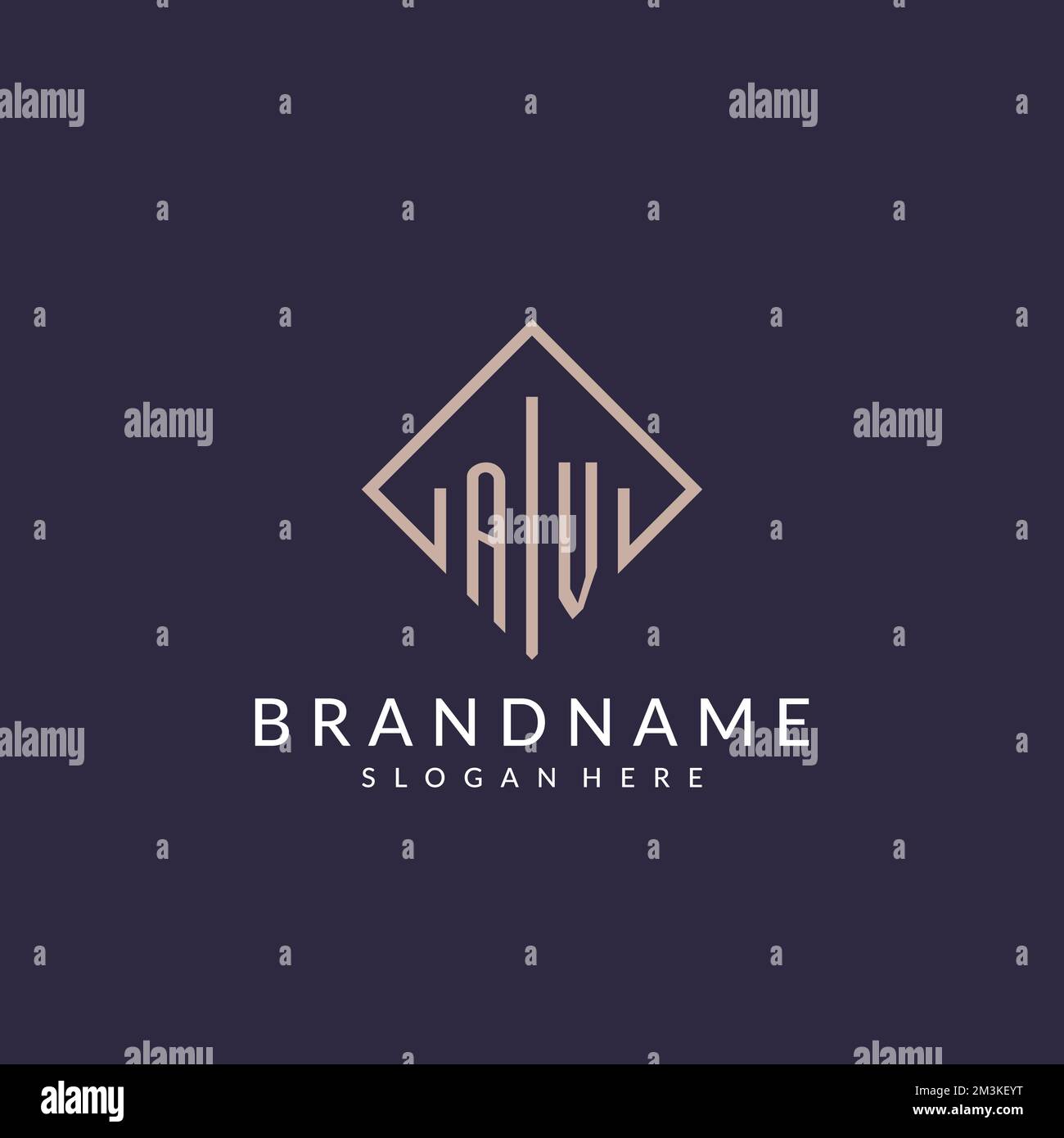 AV initial monogram logo with rectangle style design ideas Stock Vector