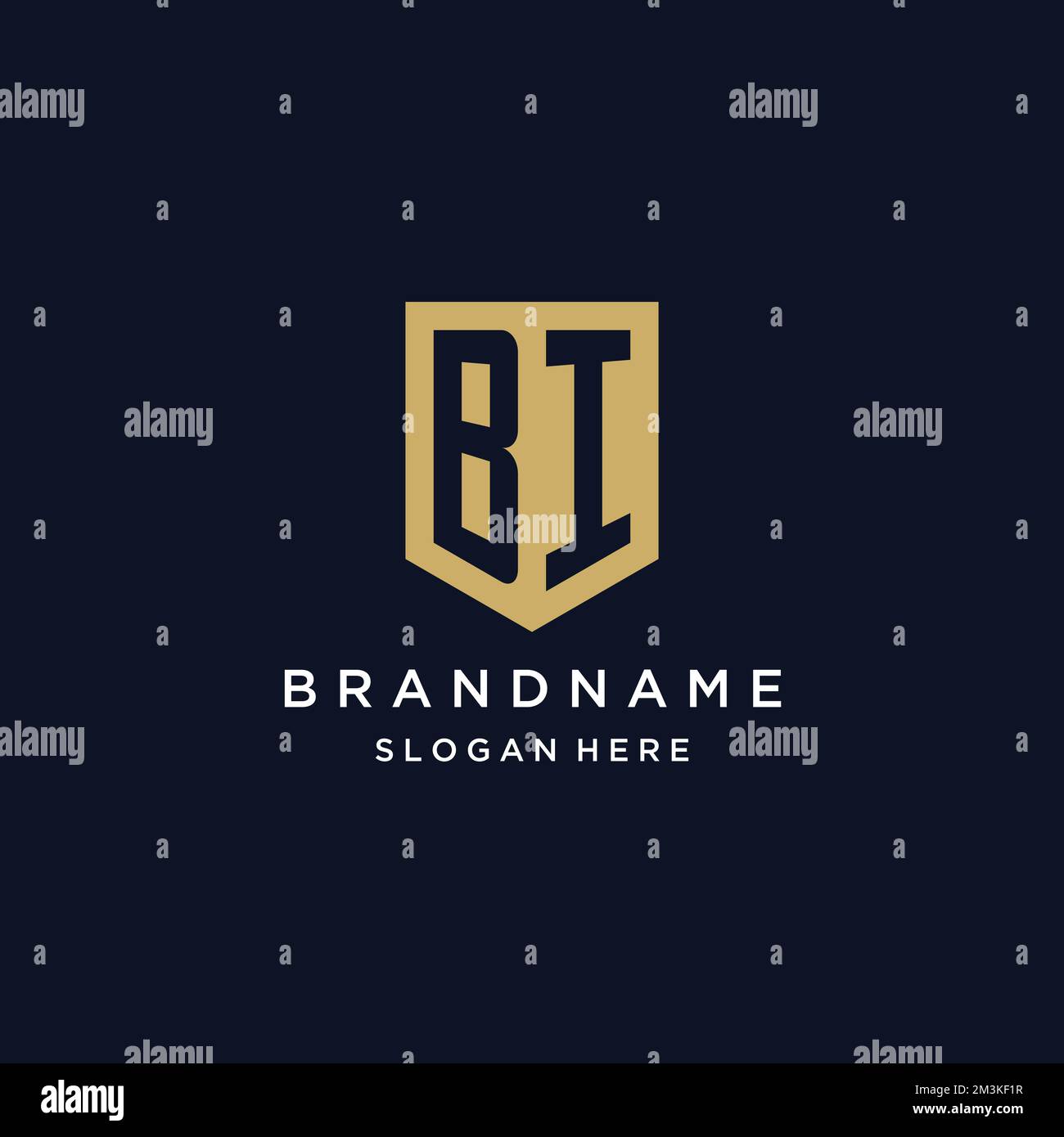 BI monogram initials logo design with shield icon template Stock Vector ...
